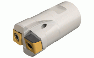 TS HTP D17/.67-2-T10-LN06-TANGPLUNGE side plungers with SHANK-MASTER threaded connection carrying tangentially clamped inserts with 4 cutting edges.