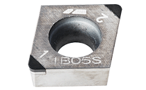 CCGW 060202-F2 IB20HC-80° positive rhombic inserts with 2 CBN tips for machining hardened steel, sintered metals and high temperature alloys.