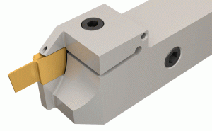BGTR 25B-D20-JHP-Integral shank reinforced parting and grooving tools with coolant channels carrying narrow double-ended inserts for parting up to 20 mm bars.