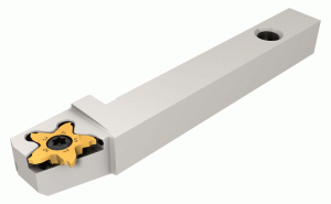 Y-PCHRS 16-17-JHP-Y-axis screw lock JETCUT integral tools for 5 edged PENTACUT inserts for grooving, parting, and recessing on Swiss-Type machines.