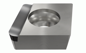 CCGT 09T304F R-L ID8-Positive 80° rhombic inserts with full-edge PCD tips (right or left hand), used for finishing aluminum and other non-ferrous materials.