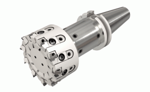 SPN D063-07-INT40-R-CA-90° endmills with DIN69871 adaptation carrying super positive and polished rake inserts for machining aluminum at high  rotation speeds. A special pocket design improves its resistance to centrifugal forces
