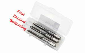 TPHN M-8X1.25-W HS-DIN 13 HSS hand tap set for ISO metric coarse threads. The set includes 3 types of taps for the first operation, second operation, and bottoming operation.