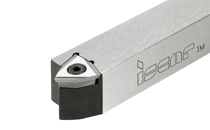 SWDPR 1616-06-45° lead angle screw lock tools carrying trigon inserts for Swiss automatic machines.