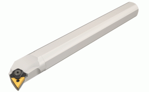 S40U MTLNL-22W-95° lead angle wedge lock boring bars carrying negative triangular inserts.
