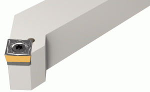SSSCL 2020K-12-45° lead angle screw lock tools carrying square inserts with 7° clearance angle for longitudinal and face turning.