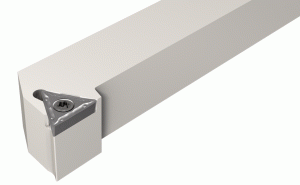 STGCL 2525M-16-91° lead angle screw lock tools carrying triangular inserts with 7° clearance angle.