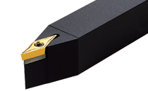 SVVCN 2525M-16-72.5° lead angle screw lock tools carrying 35° diamond inserts with 7° clearance angle.