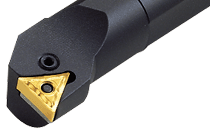 S32T PTFNL-16-91° lead angle lever lock boring bars carrying negative triangular inserts.