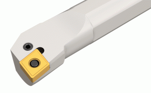 S40U PCLNL-12-Lever lock boring bars carrying negative 80° rhombic inserts.