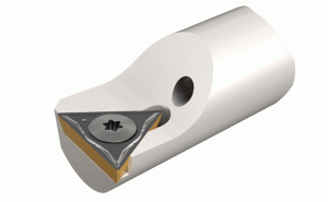 E12 STFPR-11 HEAD-Interchangeable boring heads carrying positive 11° clearance triangular inserts on a carbide bar.