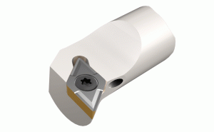 E12 SDUCL-07 HEAD-Interchangeable screw clamped boring heads carrying 55° rhombic inserts with positive 7° clearance mounted on a carbide bar