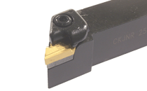 CKJNR 2525M-16-Top clamp tools with 93° lead angle, carrying 55° negative parallelogram inserts.