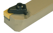 TCLNL 2525M-12CH-95° lead angle tools carrying negative CNGX 80° rhombic ceramic dimpled inserts.