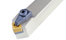 TSDNN 2525M-12CH-45° lead angle tools carrying square ceramic dimpled inserts.