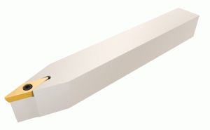 SVVCN 1010K-11S-72.5° lead angle screw lock tools carrying 35° diamond inserts with 7° clearance angle.