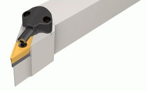 SVJCL 16-3-JHP-93° lead angle screw lock tools with channels for high pressure coolant carrying the 35° diamond inserts with 7° clearance angle.