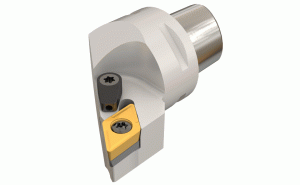 C3 SDJCR-22040-11-JHP-Screw clamp tools with CAMFIX (ISO 26623-1) shanks and channels for high-pressure coolant, carrying positive 55° rhombic inserts.