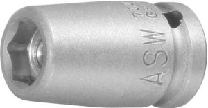 Udarowa końcówka wymienna klucza nasadowego, z magnesem 1/4 8mm ASW