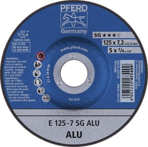 Tarcza ścierna do obróbki zgrubnej, odsadzona do aluminium A24NSG 125x7,2mm PFERD
