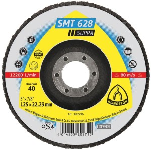Ściernica listkowa talerzowa SMT628, prosta 125mm K80 Klingspor