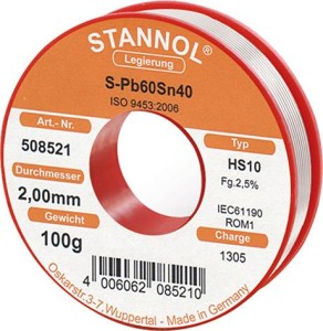 Lut do urządzeń radiowych 508521 100g Ø2mm Stannol
