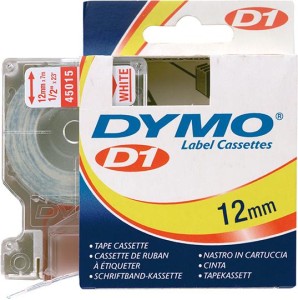 Taśma do drukarek etykiet D1 45015, czerwono-biały 12mmx7m DYMO